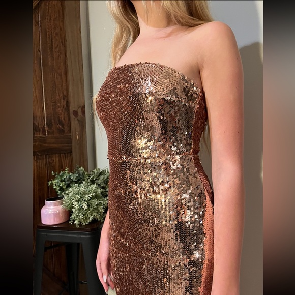 strapless rose gold sequin dress Jade Sequin Dress | Ready To Ship